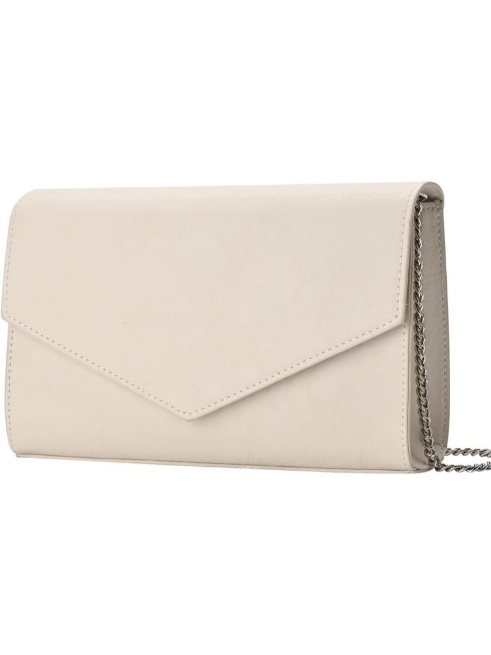 Women's Cream Faux Leather Clutch Purses Envelope Evening Shoulder Bag